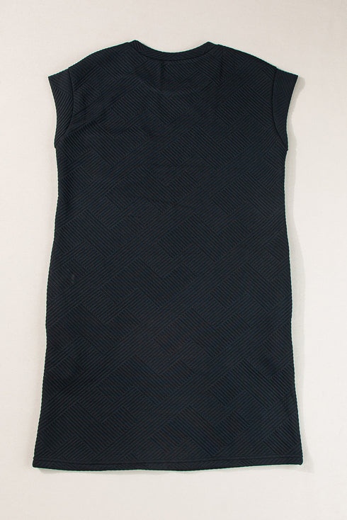 Textured Cap Sleeve T Shirt Dress